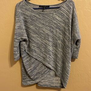 White House Black Market Women’s Silver Blue Sparkle Cross-Knit Sweater Size XS